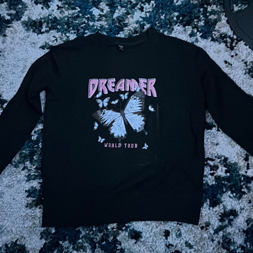Black long sleeve butterfly dreamer shirt
